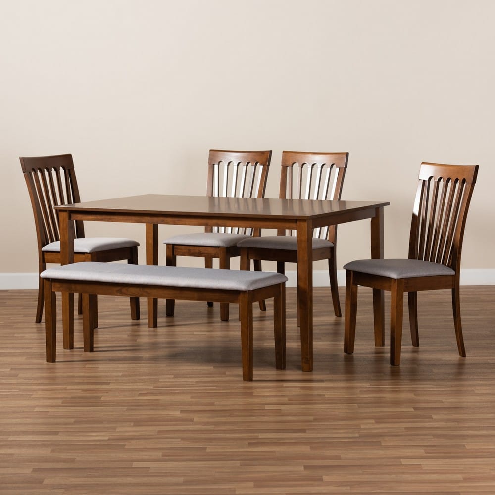 Baxton Studio - Minette Dining Set in Grey/walnut brown - RH319C-Grey/Walnut-6PC Dining Set view 9