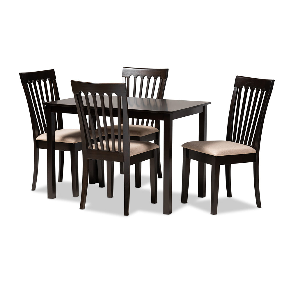 Baxton Studio - Minette Dining Set in Sand Brown/Espresso - RH319C-Sand/Dark Brown-5PC Dining Set view 1