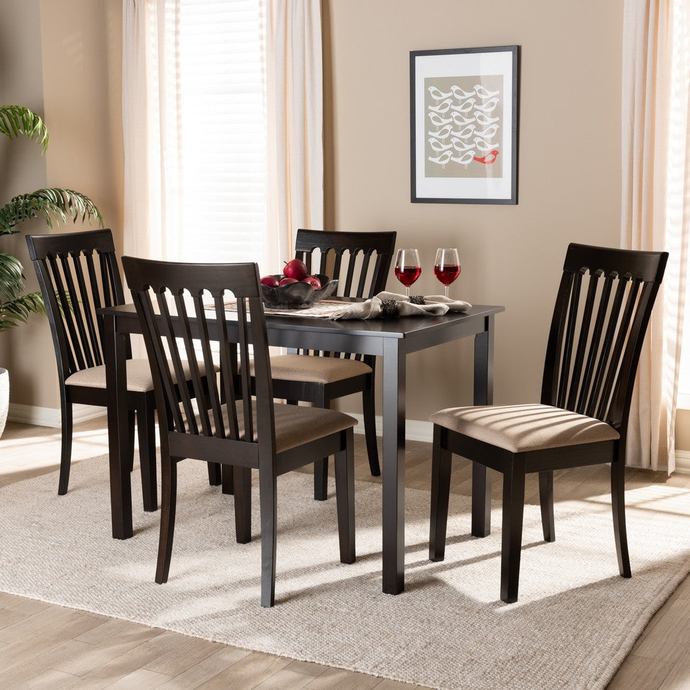 Baxton Studio - Minette Dining Set in Sand Brown/Espresso - RH319C-Sand/Dark Brown-5PC Dining Set view 3