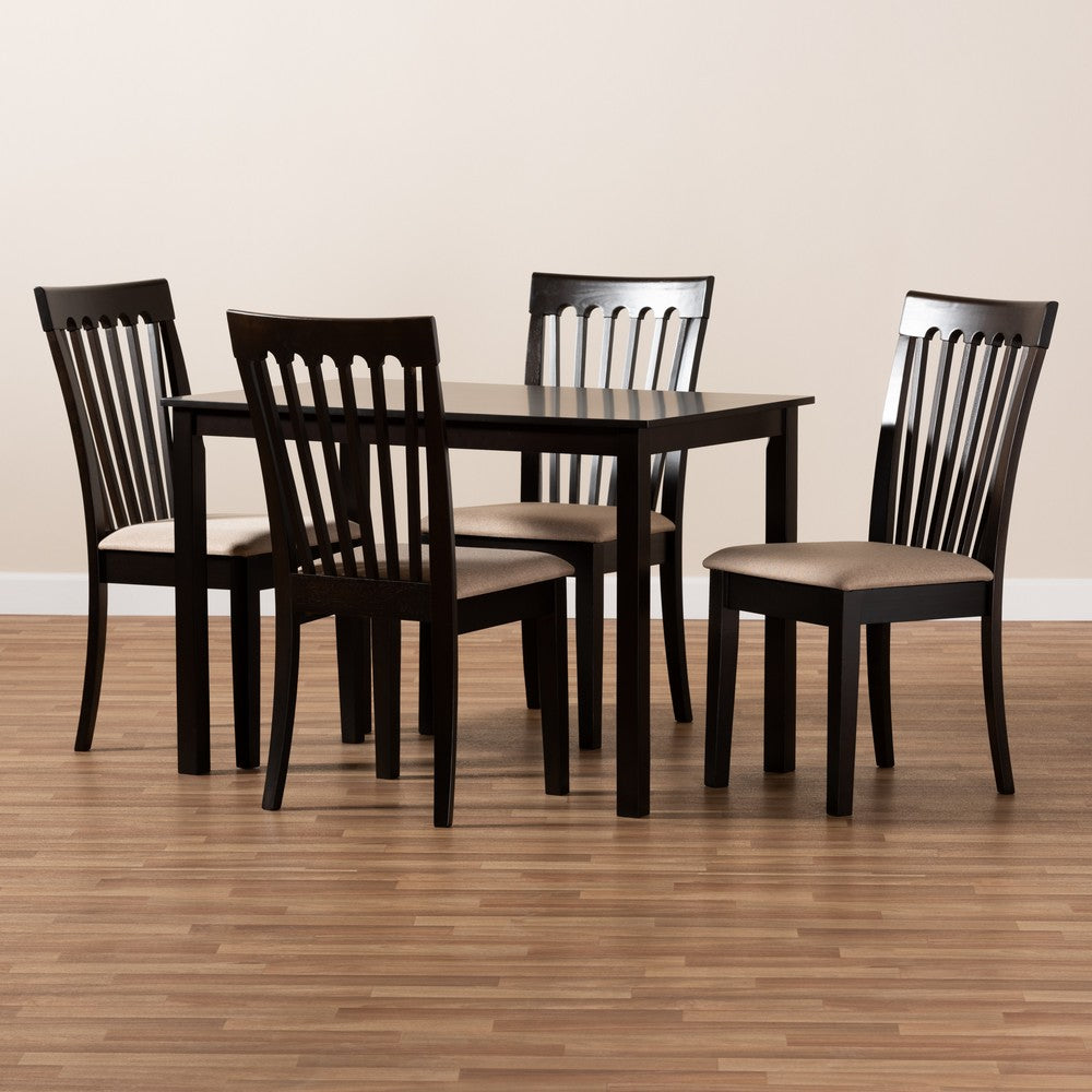 Baxton Studio - Minette Dining Set in Sand Brown/Espresso - RH319C-Sand/Dark Brown-5PC Dining Set view 4