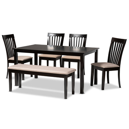 Baxton Studio - Minette Dining Set in Sand/Dark Brown - RH319C-Sand/Dark Brown-6PC Dining Set view 1