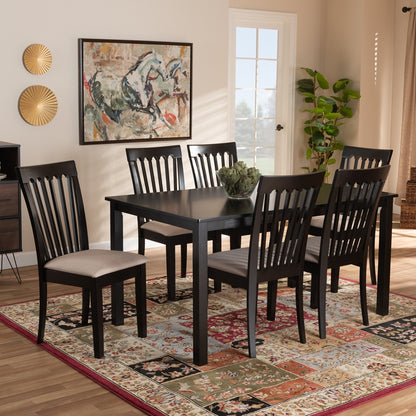 Baxton Studio - Minette Dining Set in Sand/Dark brown - RH319C-Sand/Dark Brown-7PC Dining Set view 6