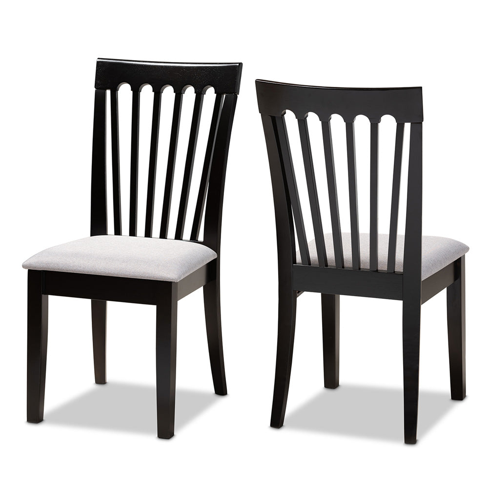 Baxton Studio - Minette Set of 2 Dining Chairs in Grey/Espresso Brown - RH319C-Grey/Dark Brown-DC-2PK view 1