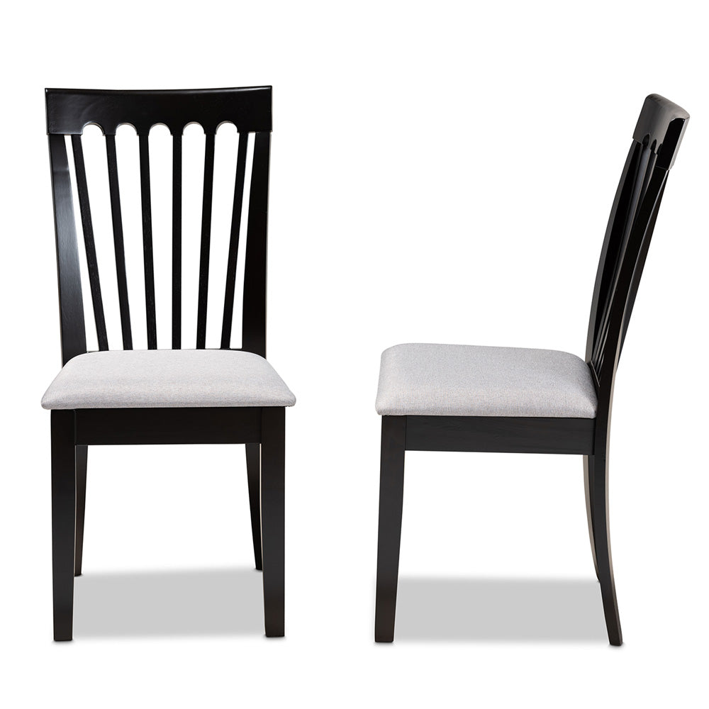 Baxton Studio - Minette Set of 2 Dining Chairs in Grey/Espresso Brown - RH319C-Grey/Dark Brown-DC-2PK view 3