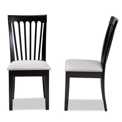 Baxton Studio - Minette Set of 2 Dining Chairs in Grey/Espresso Brown - RH319C-Grey/Dark Brown-DC-2PK view 3
