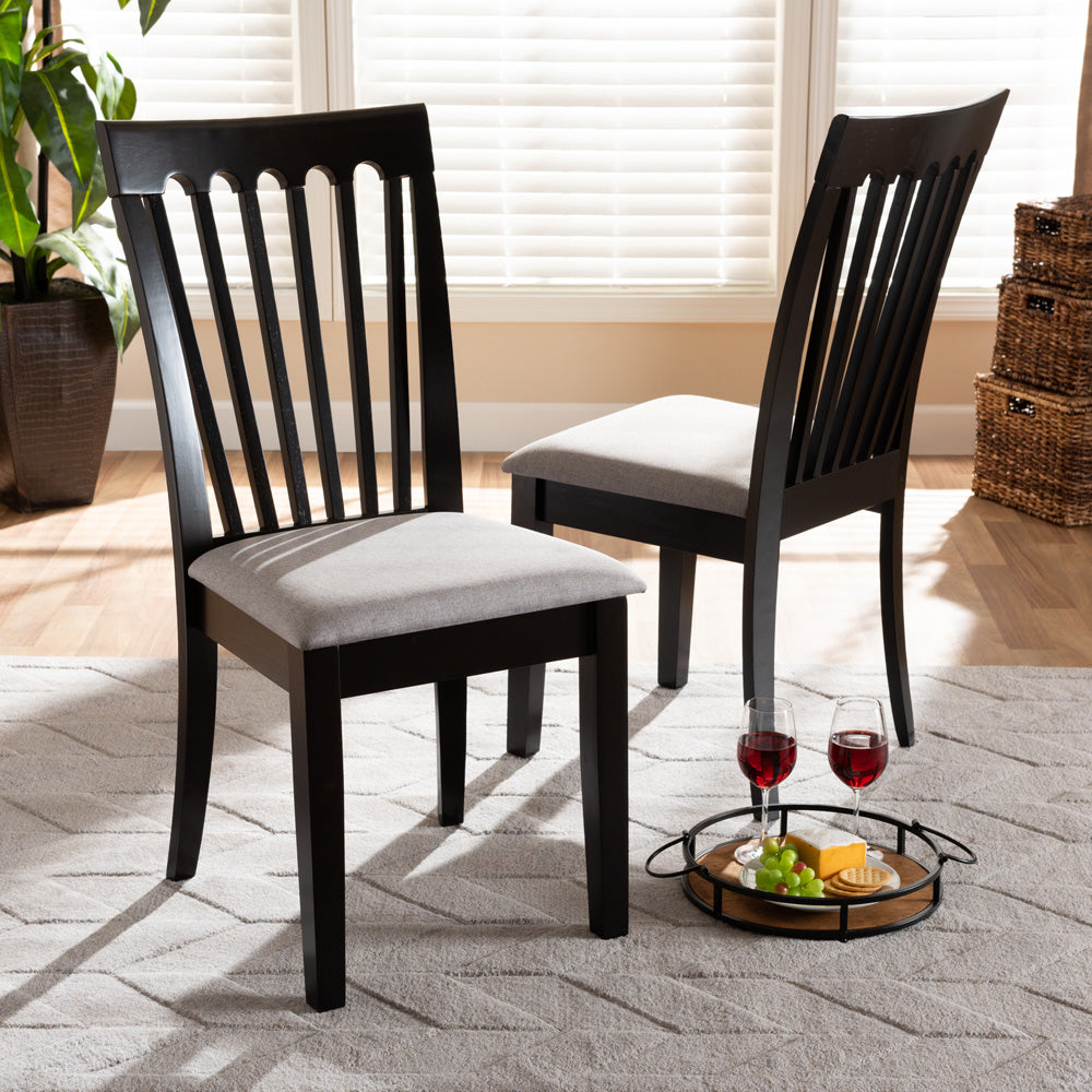 Baxton Studio - Minette Set of 2 Dining Chairs in Grey/Espresso Brown - RH319C-Grey/Dark Brown-DC-2PK view 6