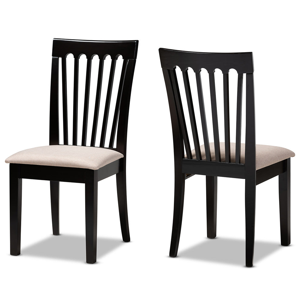 Baxton Studio - Minette Set of 2 Dining Chairs in Sand/Dark brown - RH319C-Sand/Dark Brown-DC-2PK view 1