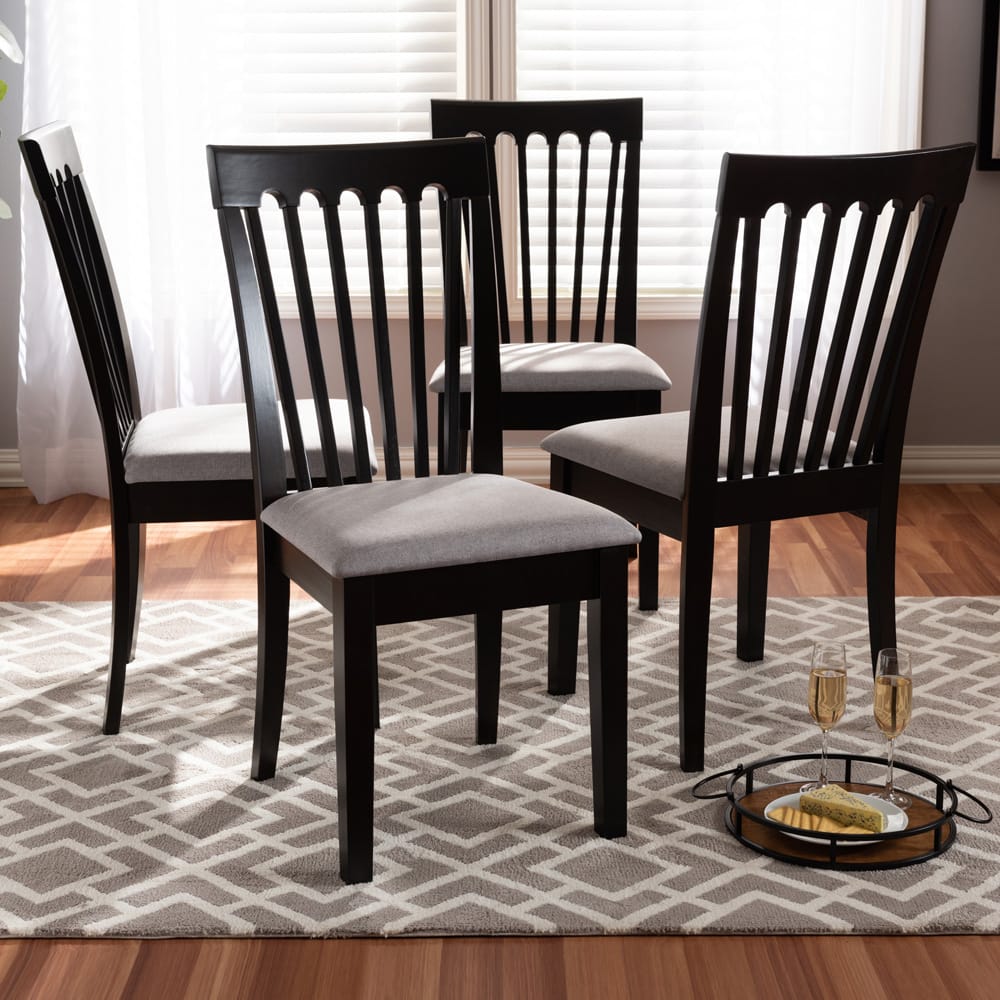 Baxton Studio - Minette Set of 4 Dining Chairs in Gray/Espresso - RH319C-Grey/Dark Brown-DC-4PK view 5