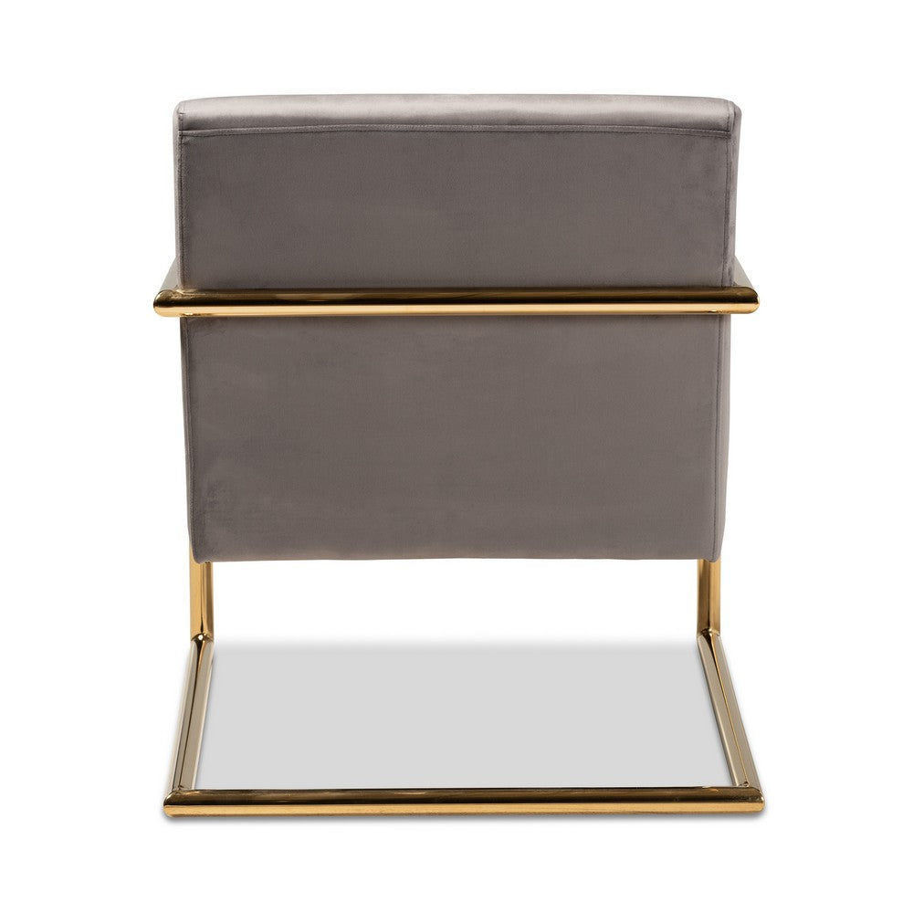 Baxton Studio - Mira Chair in Grey/Gold - TSF-60458-Grey Velvet/Gold-CC view 4