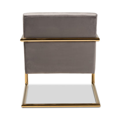 Baxton Studio - Mira Chair in Grey/Gold - TSF-60458-Grey Velvet/Gold-CC view 4