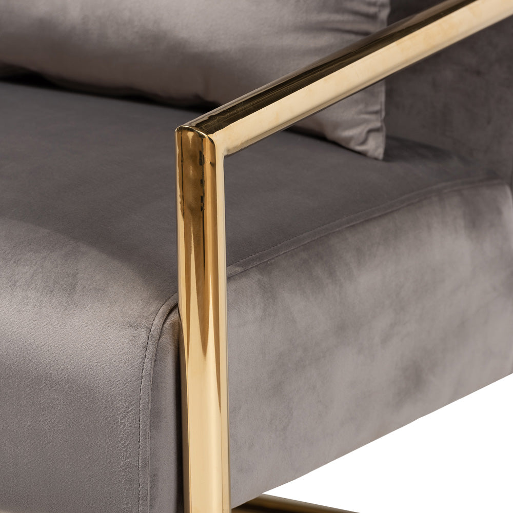 Baxton Studio - Mira Chair in Grey/Gold - TSF-60458-Grey Velvet/Gold-CC view 5