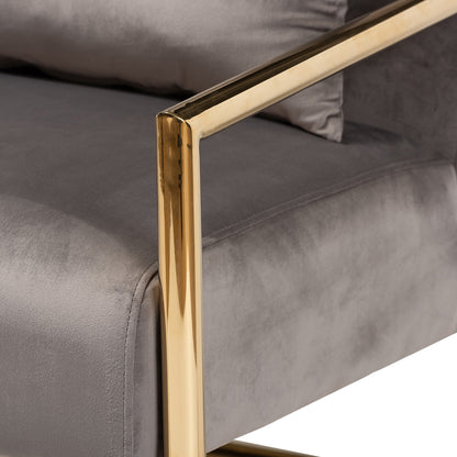 Baxton Studio - Mira Chair in Grey/Gold - TSF-60458-Grey Velvet/Gold-CC view 5