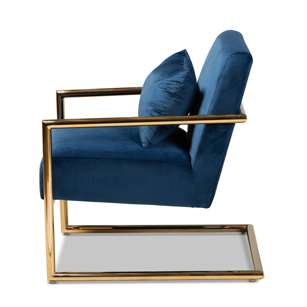 Baxton Studio - Mira Chair in Navy Blue/Gold - TSF-60458-Navy Velvet/Gold-CC view 3
