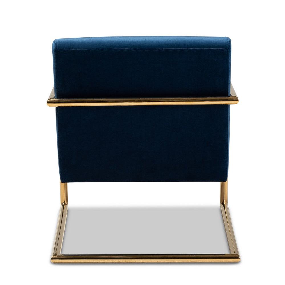 Baxton Studio - Mira Chair in Navy Blue/Gold - TSF-60458-Navy Velvet/Gold-CC view 4