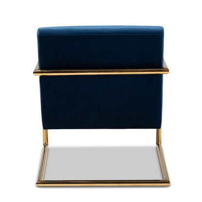 Baxton Studio - Mira Chair in Navy Blue/Gold - TSF-60458-Navy Velvet/Gold-CC view 4