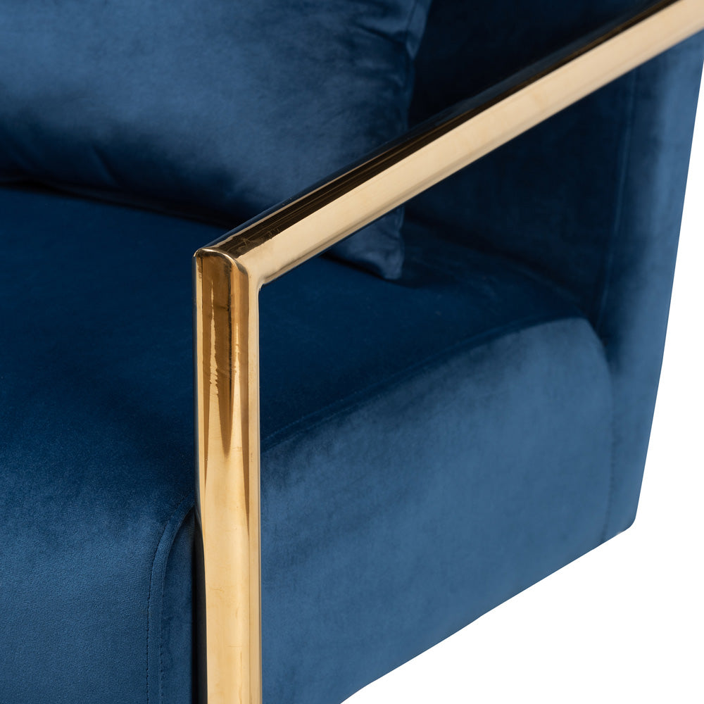 Baxton Studio - Mira Chair in Navy Blue/Gold - TSF-60458-Navy Velvet/Gold-CC view 5