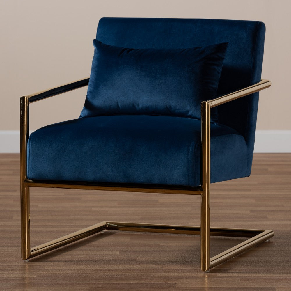 Baxton Studio - Mira Chair in Navy Blue/Gold - TSF-60458-Navy Velvet/Gold-CC view 7