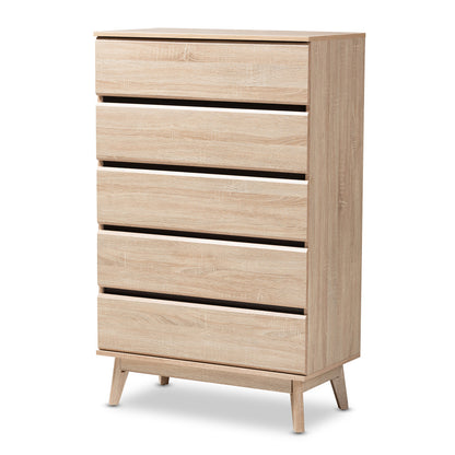 Baxton Studio - Miren Chest in Oak Brown/Dark Grey - SECOD5014-Hana Oak/Dark Grey-5DW-Chest view 1