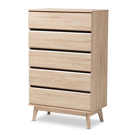 Baxton Studio - Miren Chest in Oak Brown/Dark Grey - SECOD5014-Hana Oak/Dark Grey-5DW-Chest view 1