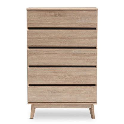Baxton Studio - Miren Chest in Oak Brown/Dark Grey - SECOD5014-Hana Oak/Dark Grey-5DW-Chest view 3