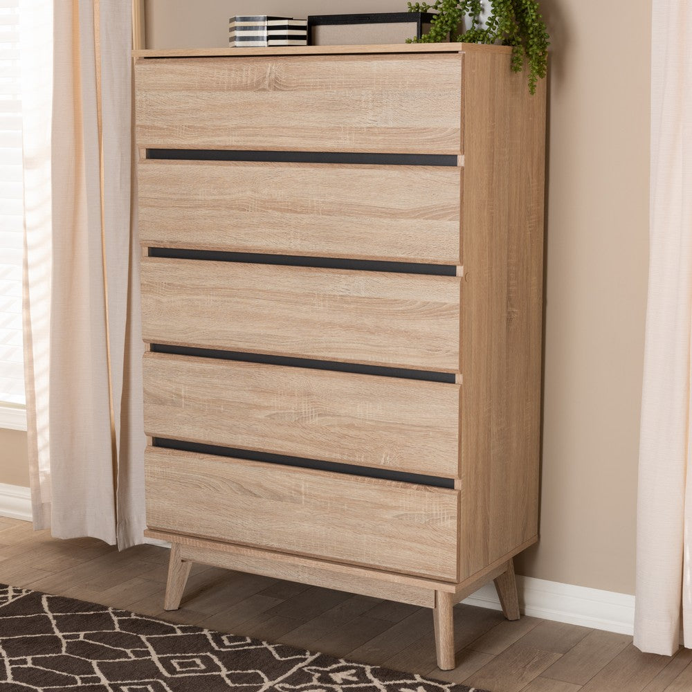 Baxton Studio - Miren Chest in Oak Brown/Dark Grey - SECOD5014-Hana Oak/Dark Grey-5DW-Chest view 8
