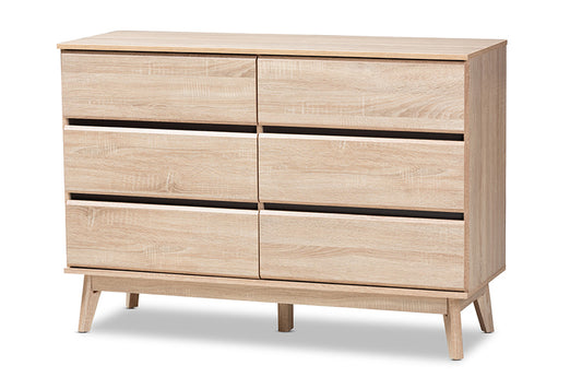 Baxton Studio - Miren Dresser - SECOD5015-Hana Oak/Dark Grey-6DW-Dresser view 1