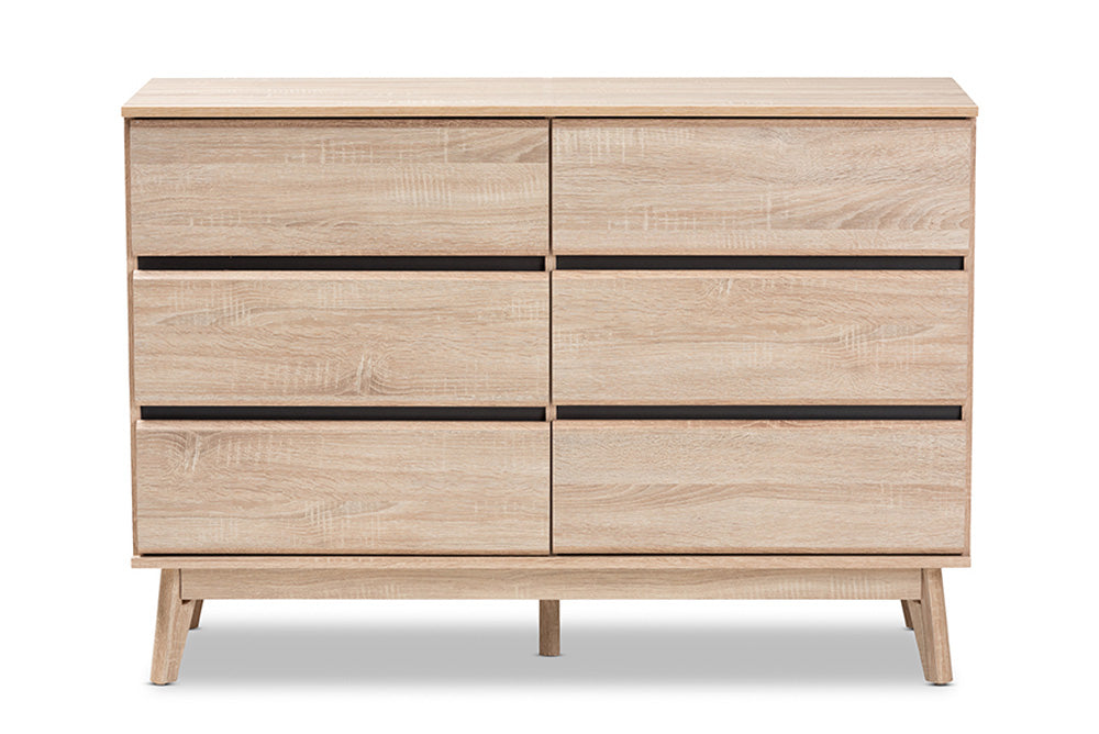 Baxton Studio - Miren Dresser - SECOD5015-Hana Oak/Dark Grey-6DW-Dresser view 3