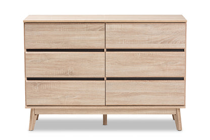 Baxton Studio - Miren Dresser - SECOD5015-Hana Oak/Dark Grey-6DW-Dresser view 3