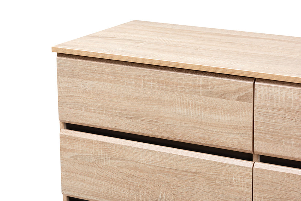 Baxton Studio - Miren Dresser - SECOD5015-Hana Oak/Dark Grey-6DW-Dresser view 6