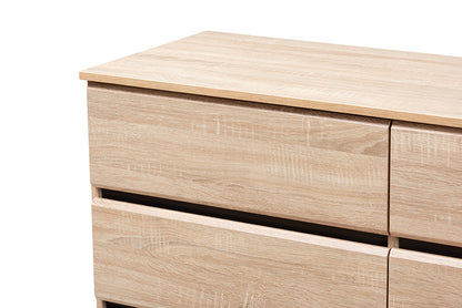 Baxton Studio - Miren Dresser - SECOD5015-Hana Oak/Dark Grey-6DW-Dresser view 6