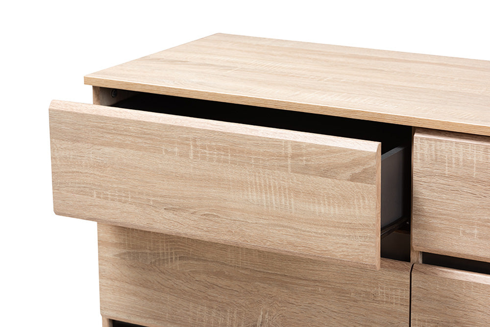 Baxton Studio - Miren Dresser - SECOD5015-Hana Oak/Dark Grey-6DW-Dresser view 7