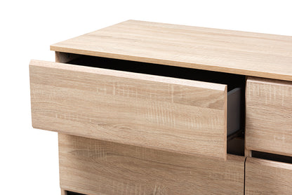 Baxton Studio - Miren Dresser - SECOD5015-Hana Oak/Dark Grey-6DW-Dresser view 7