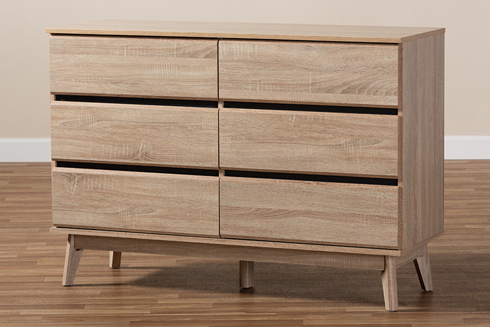 Baxton Studio - Miren Dresser - SECOD5015-Hana Oak/Dark Grey-6DW-Dresser view 9