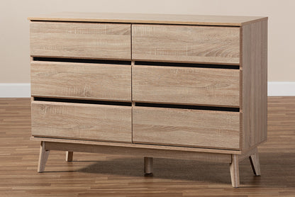 Baxton Studio - Miren Dresser - SECOD5015-Hana Oak/Dark Grey-6DW-Dresser view 9