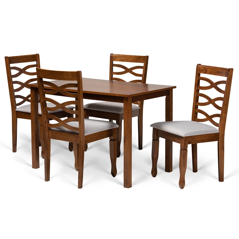 Baxton Studio - Mirna Dining Set in Grey/walnut brown - Mirna-Grey/Walnut-5PC Dining Set view 1