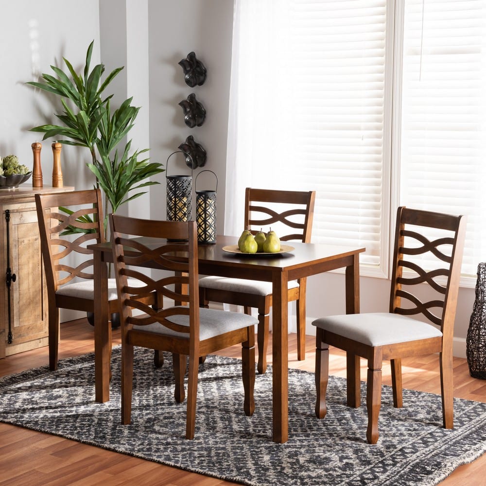 Baxton Studio - Mirna Dining Set in Grey/walnut brown - Mirna-Grey/Walnut-5PC Dining Set view 7