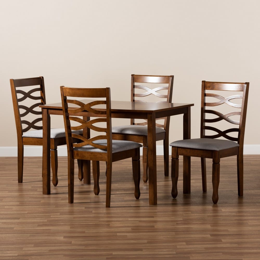 Baxton Studio - Mirna Dining Set in Grey/walnut brown - Mirna-Grey/Walnut-5PC Dining Set view 8