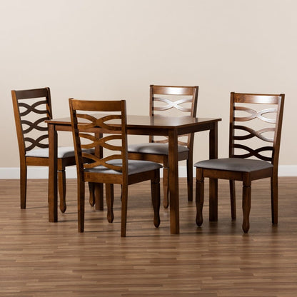 Baxton Studio - Mirna Dining Set in Grey/walnut brown - Mirna-Grey/Walnut-5PC Dining Set view 8