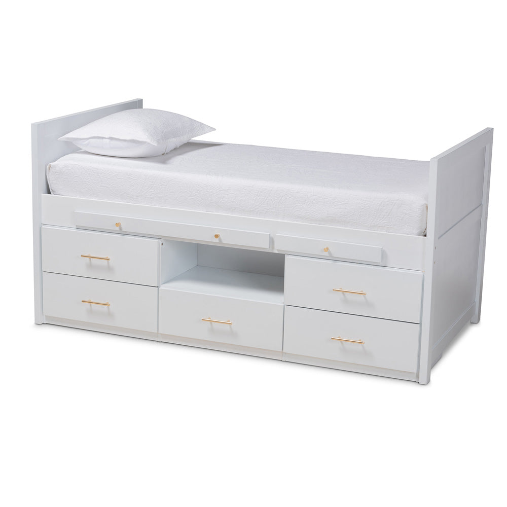 Baxton Studio - Mirza Twin Size Bed in White - MG0041-White-Twin view 1