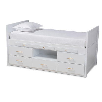 Baxton Studio - Mirza Twin Size Bed in White - MG0041-White-Twin view 1