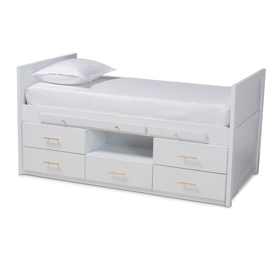 Baxton Studio - Mirza Twin Size Bed in White - MG0041-White-Twin view 1
