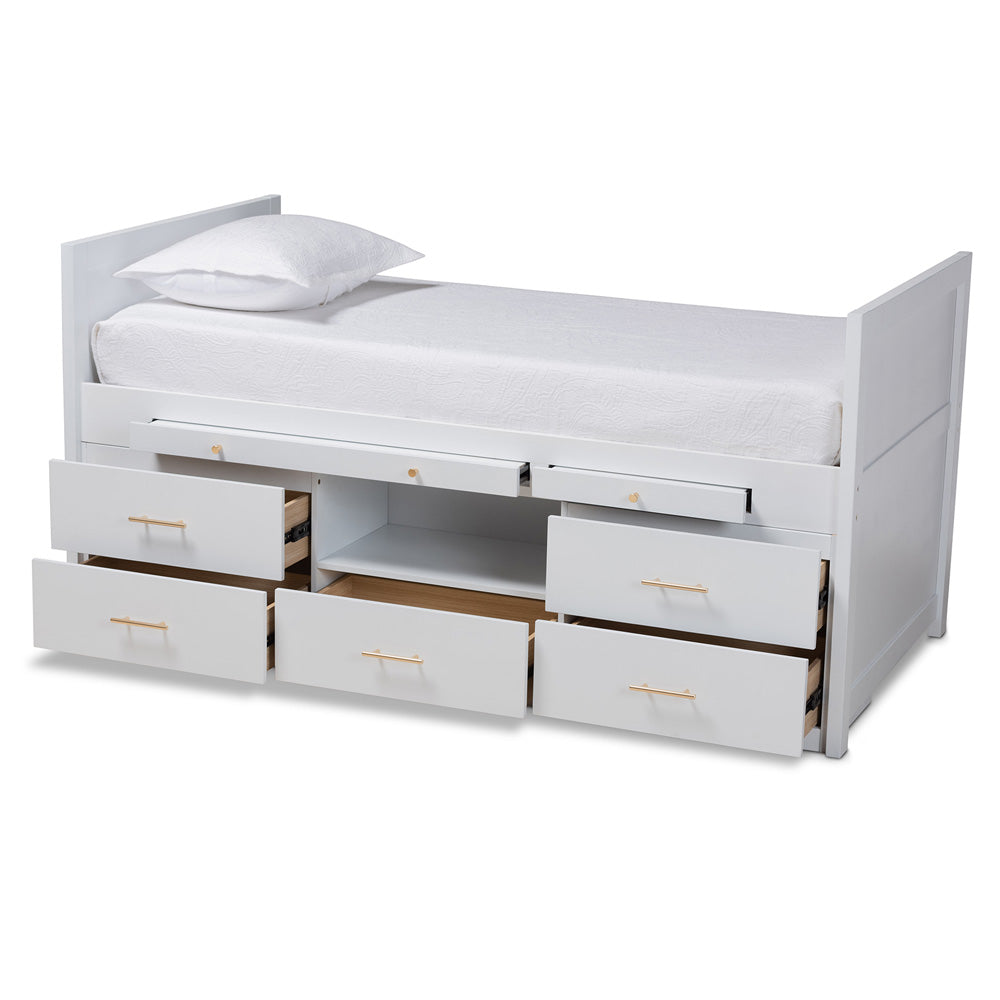 Baxton Studio - Mirza Twin Size Bed in White - MG0041-White-Twin view 2