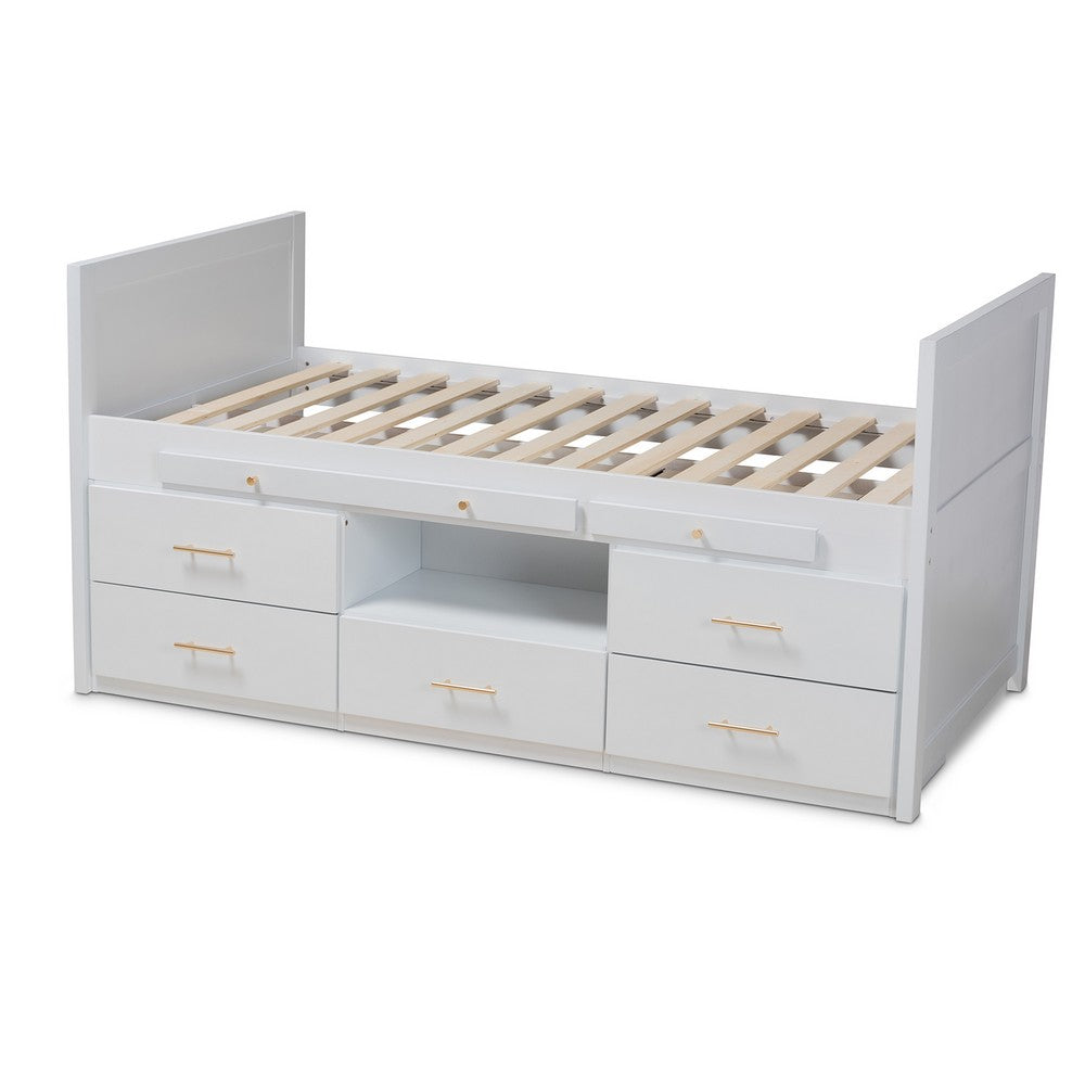 Baxton Studio - Mirza Twin Size Bed in White - MG0041-White-Twin view 4