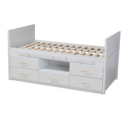 Baxton Studio - Mirza Twin Size Bed in White - MG0041-White-Twin view 4