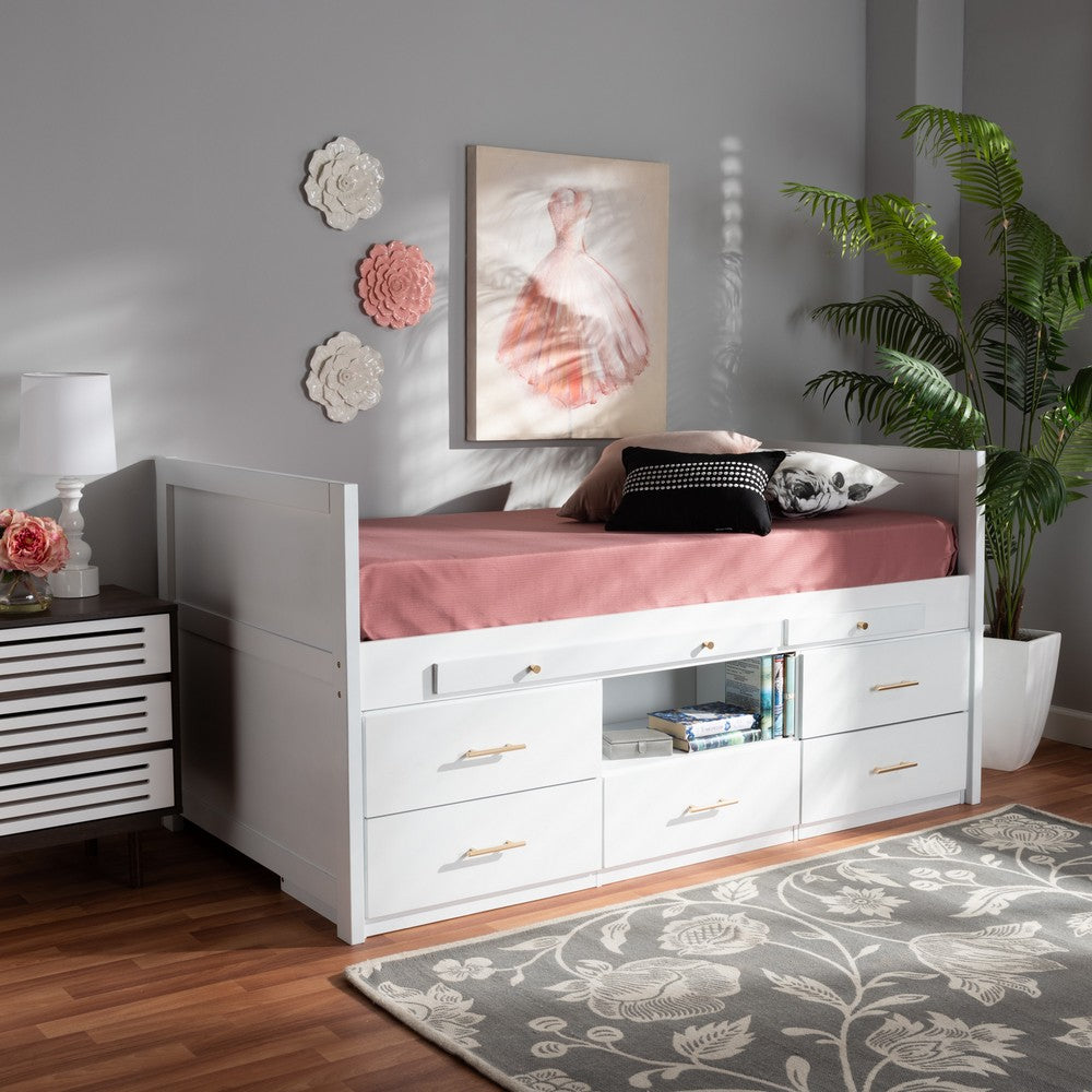 Baxton Studio - Mirza Twin Size Bed in White - MG0041-White-Twin view 8