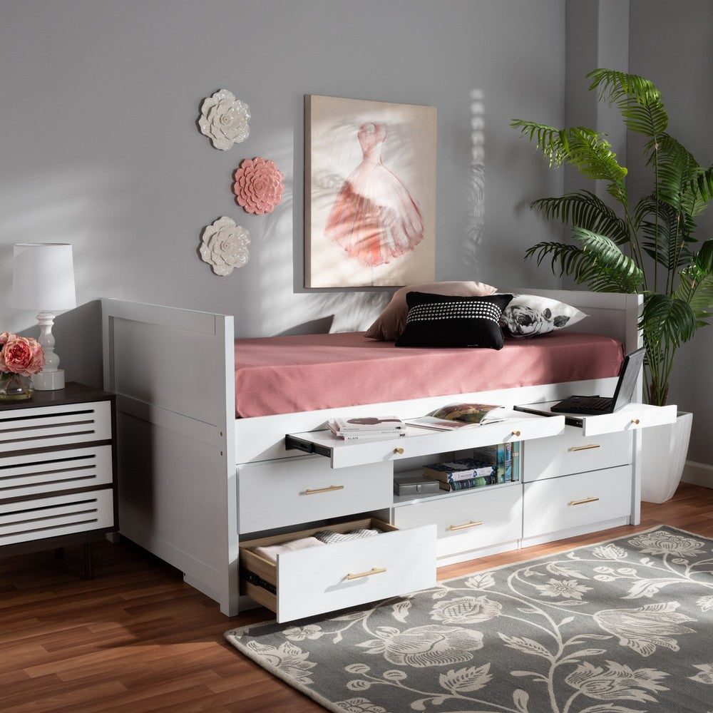 Baxton Studio - Mirza Twin Size Bed in White - MG0041-White-Twin view 9