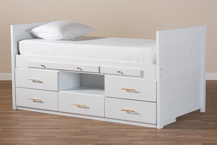 Baxton Studio - Mirza Twin Size Bed in White - MG0041-White-Twin view 10