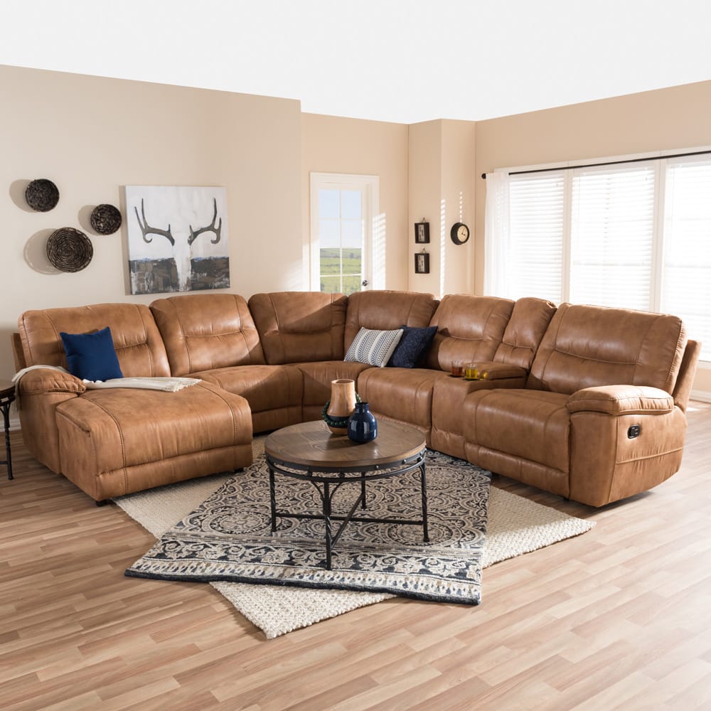 Baxton Studio - Mistral Sectional in Light Brown - 99170-J109-Light Brown-LFC view 6