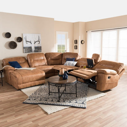 Baxton Studio - Mistral Sectional in Light Brown - 99170-J109-Light Brown-LFC view 8