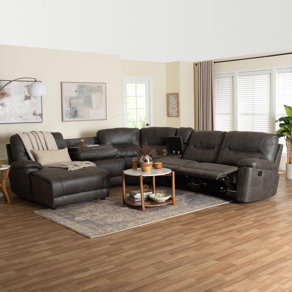 Baxton Studio - Mistral Sectional Sofa in Charcoal Grey - 99170-J458 Gray-SF view 9